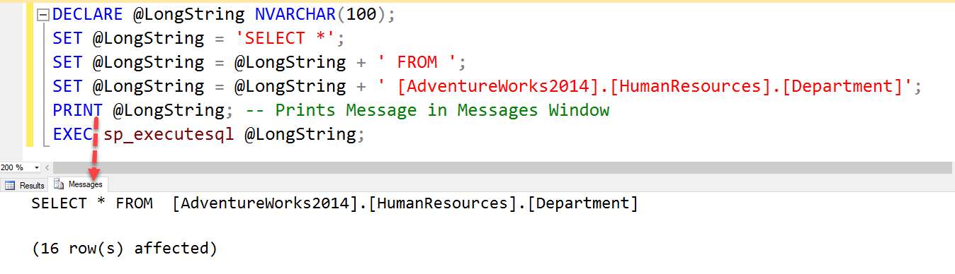 Messages Window.