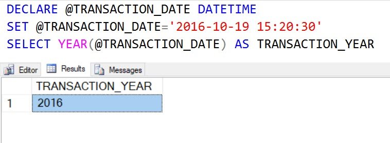 SELECT YEAR function returns transaction year.