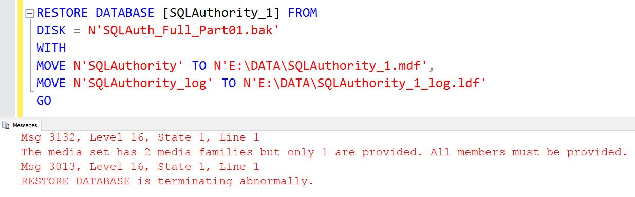 SQL Server error message window.