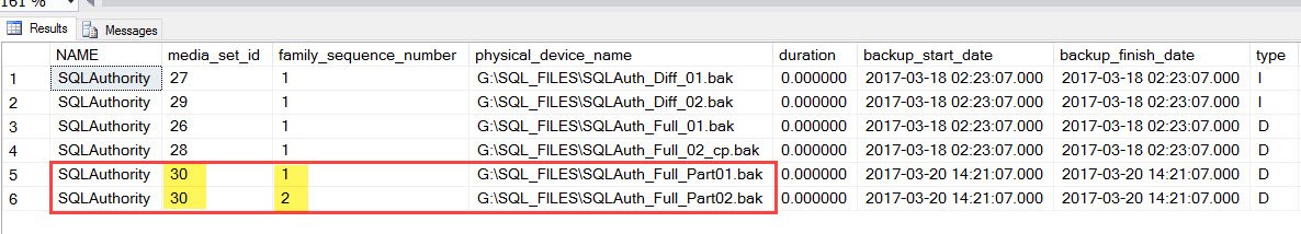 Table displaying database server information.