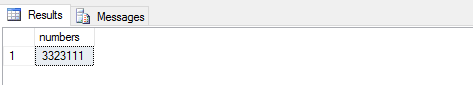 SQL Server Management Studio results.
