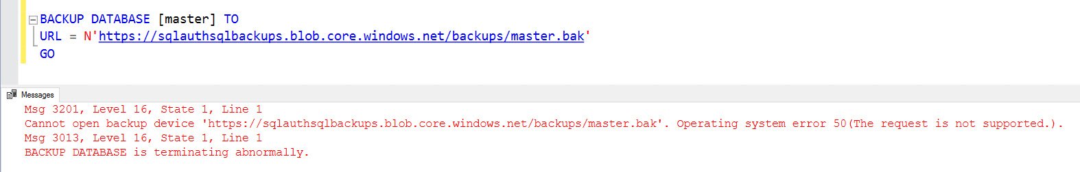 SQL Server error on backup operation.