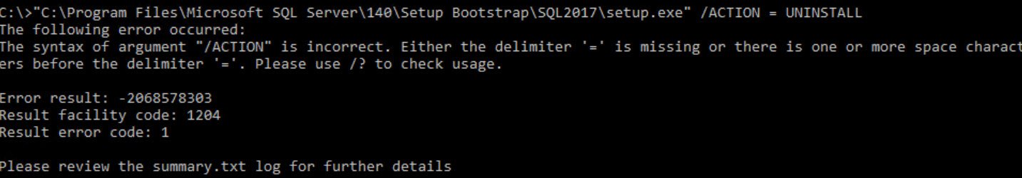 Syntax error in sql setup.