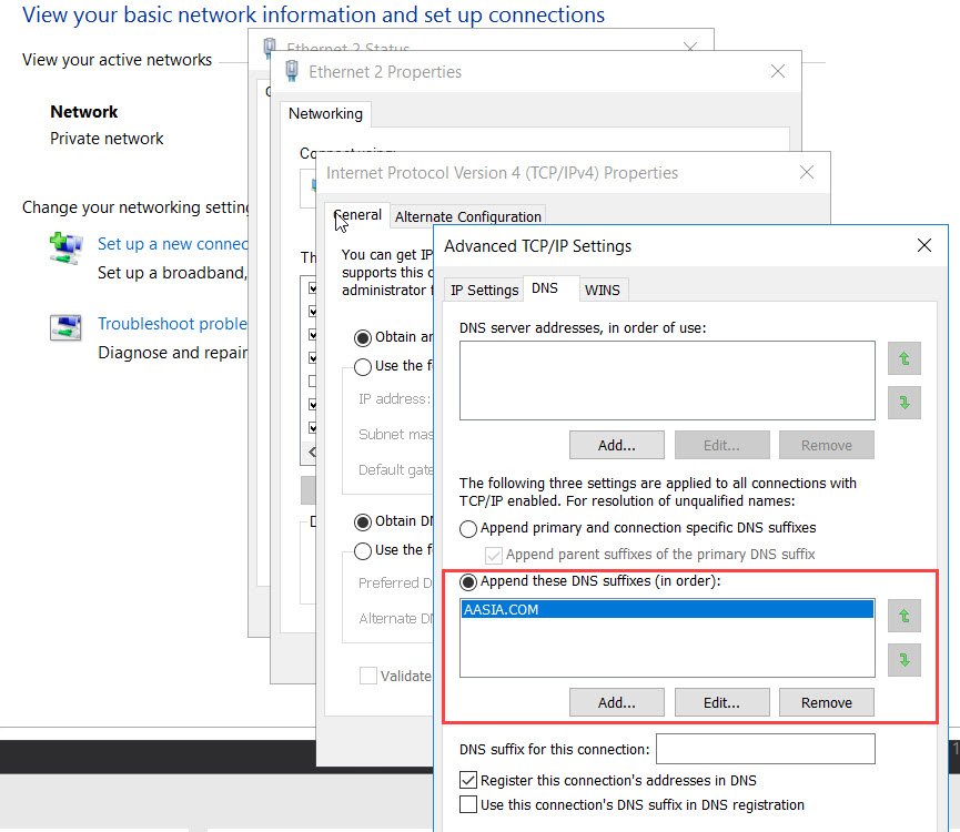 Right click the 'Advanced DNS settings.