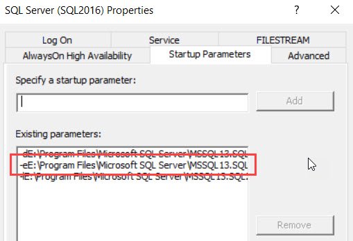 Specify a startup parameter.