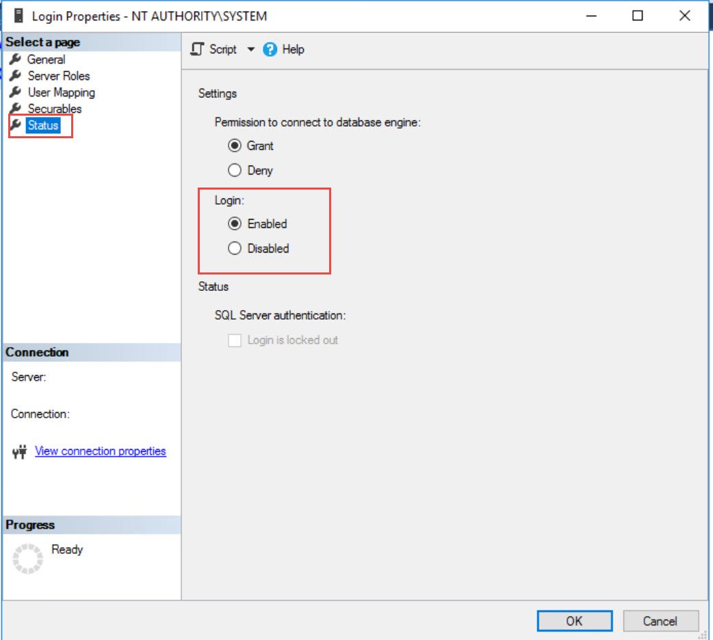 Login window in SQL Server Management Studio.