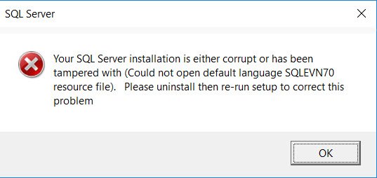 SQL Server Installation Error Dialog.