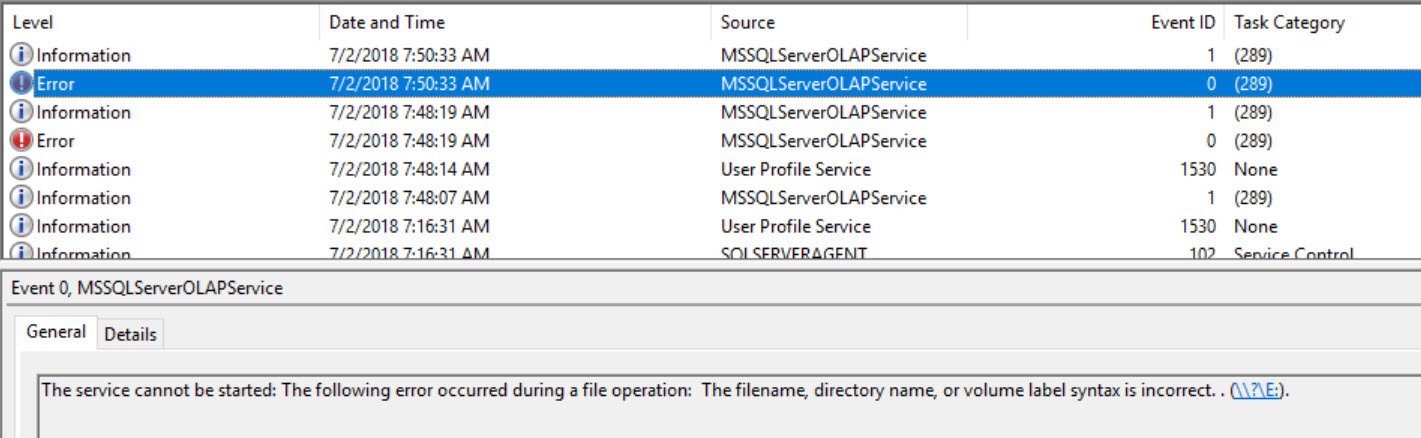 Service error dialog in sql server error log.