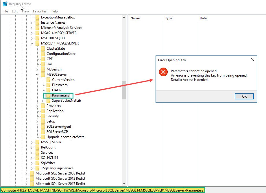 Opening Key Error Dialog.