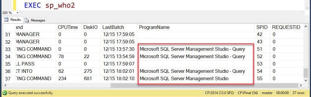 Sp_whos query output.
