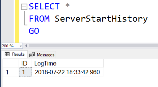 SQL Server Management Studio Query Window.