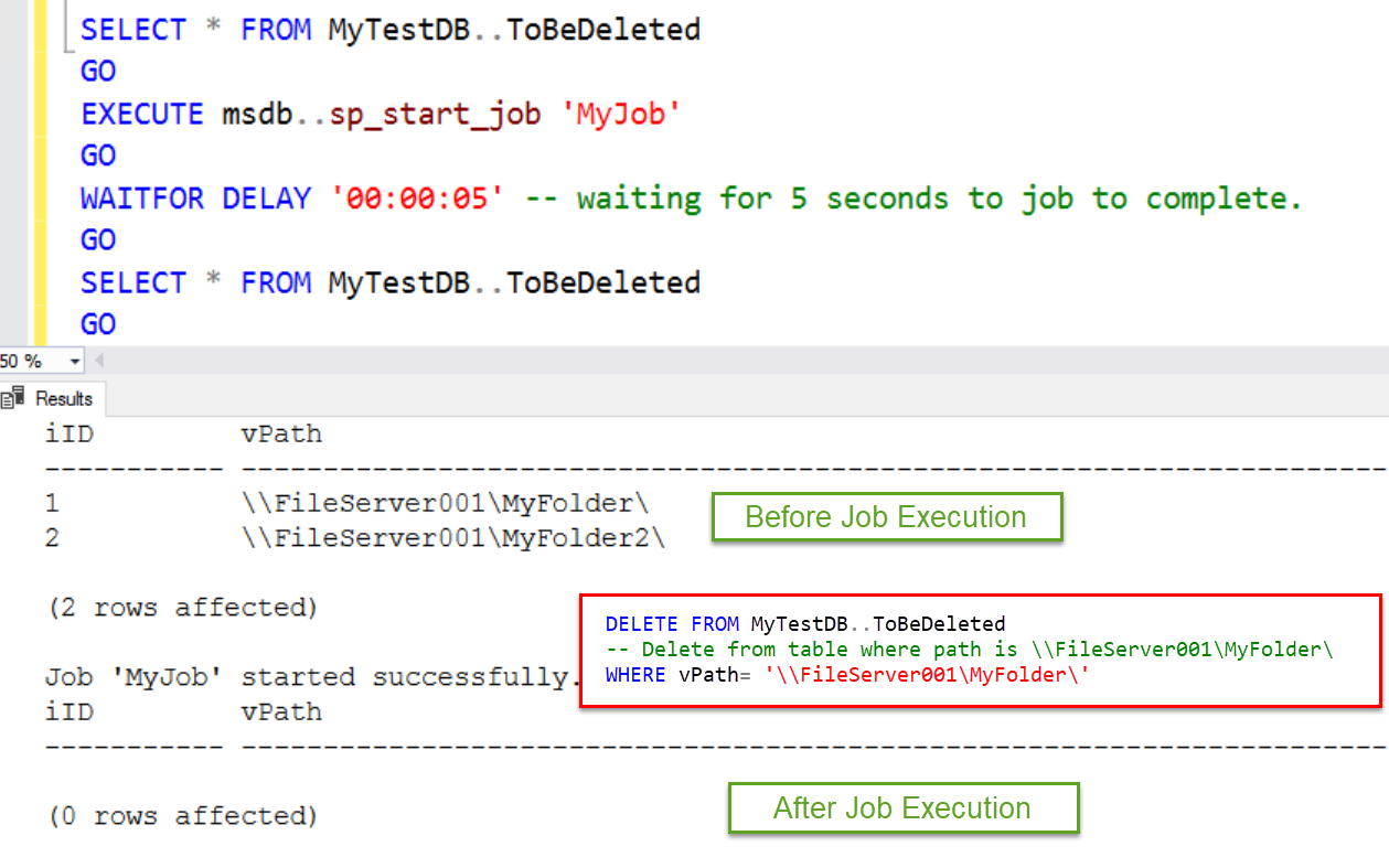 Job Execution Result.