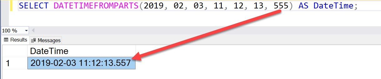 Sql query output window.