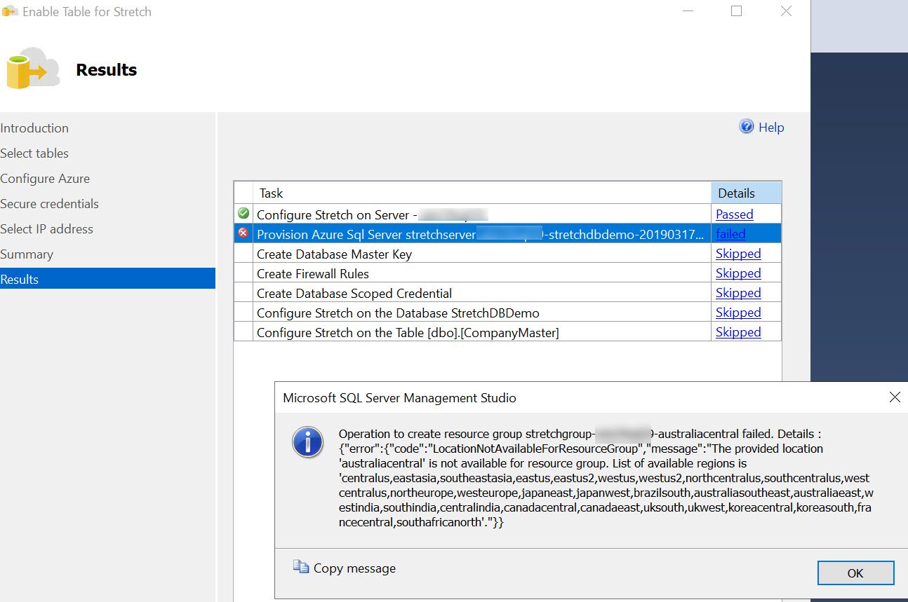 SQL Server Management Studio error dialog.