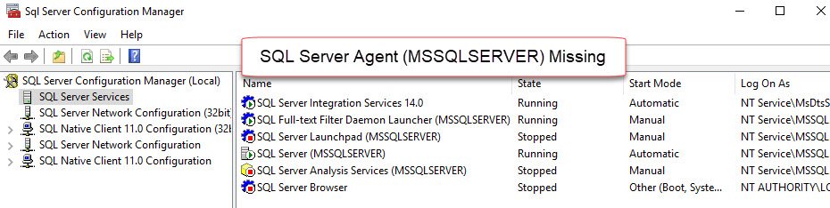 SQL Server Agent Missing.