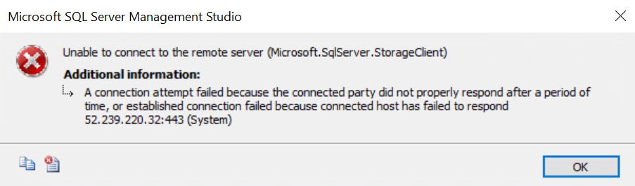 SSMS Error Connection Failed.