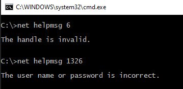 Cmd.exe error output window.