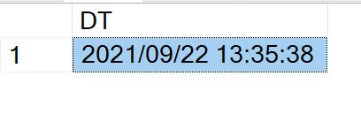 Date and time of a database table.