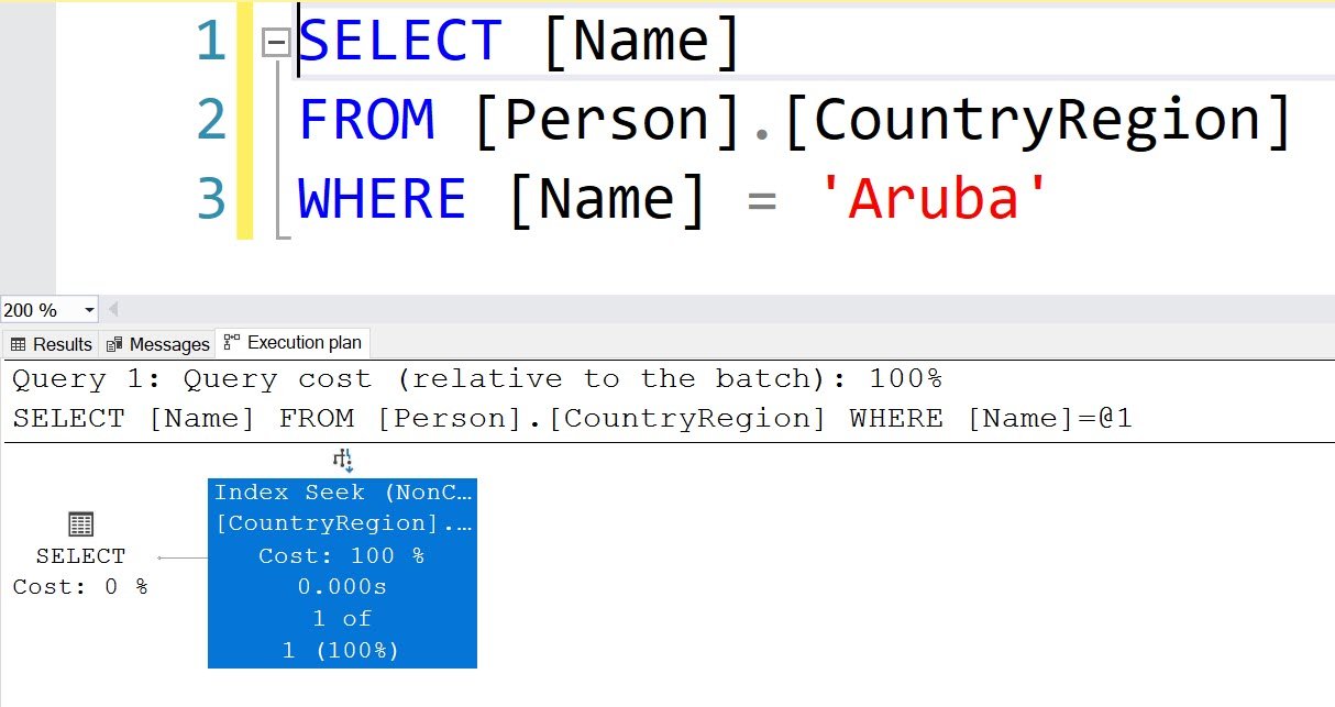 Execution plan query tool window.