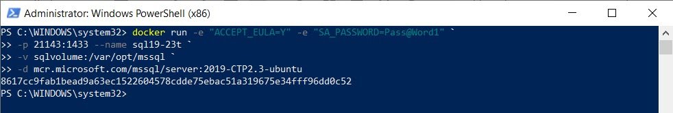 Windows PowerShell terminal.