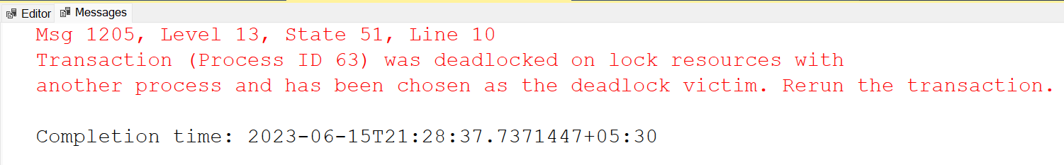 Deadlock error dialog.