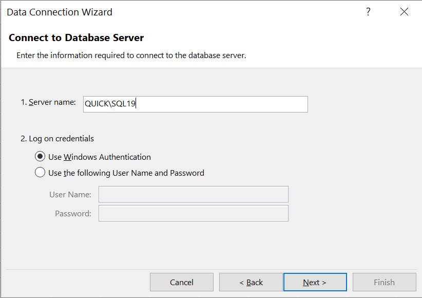 SQL Server connection wizard.