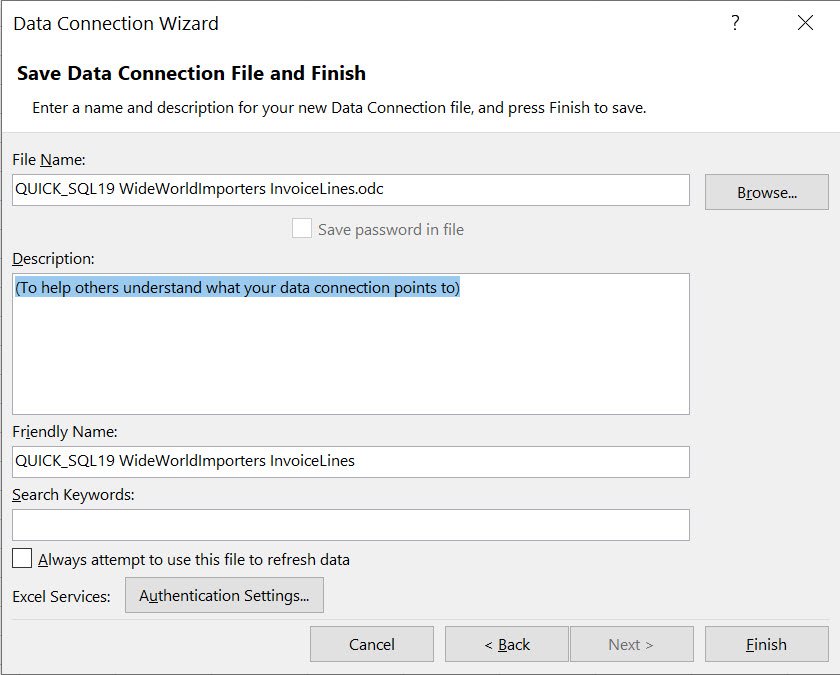 Create Data Connection File.