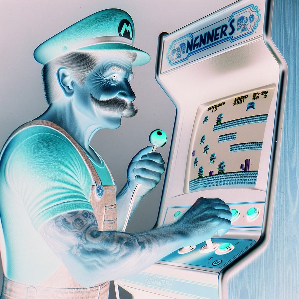 A character in a vintage video game.