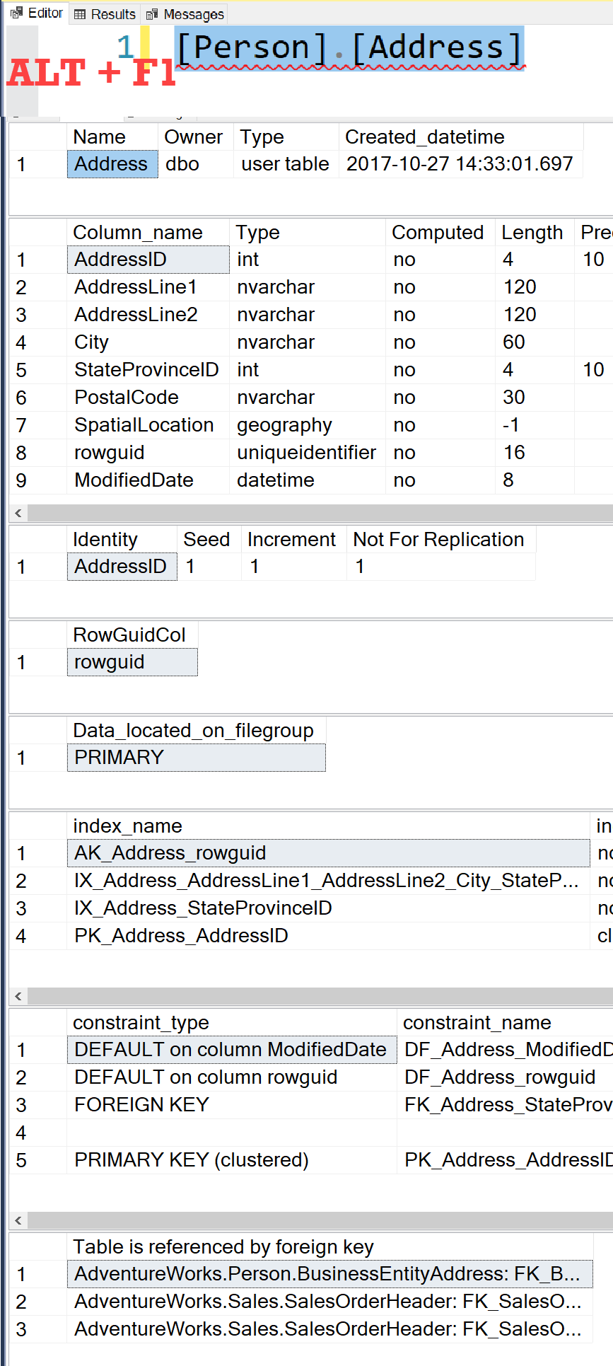 ALT + F1 for Person in Messages Tool Window.
