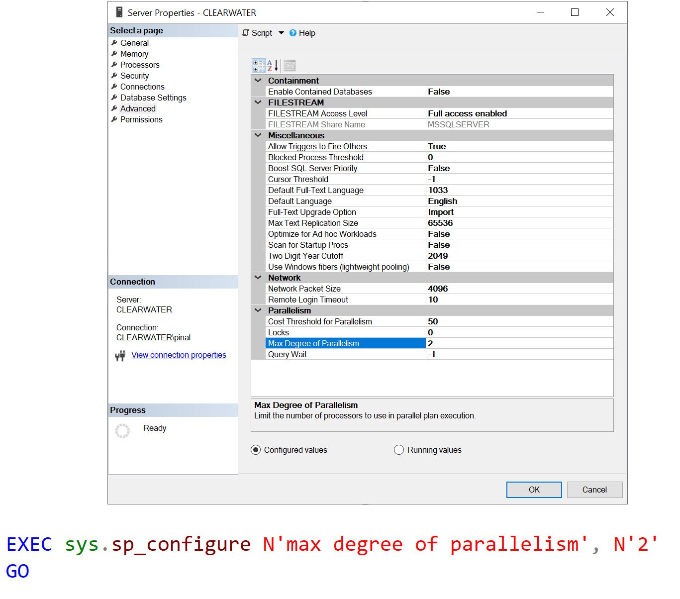 Configure SQL Server MAXDOP.