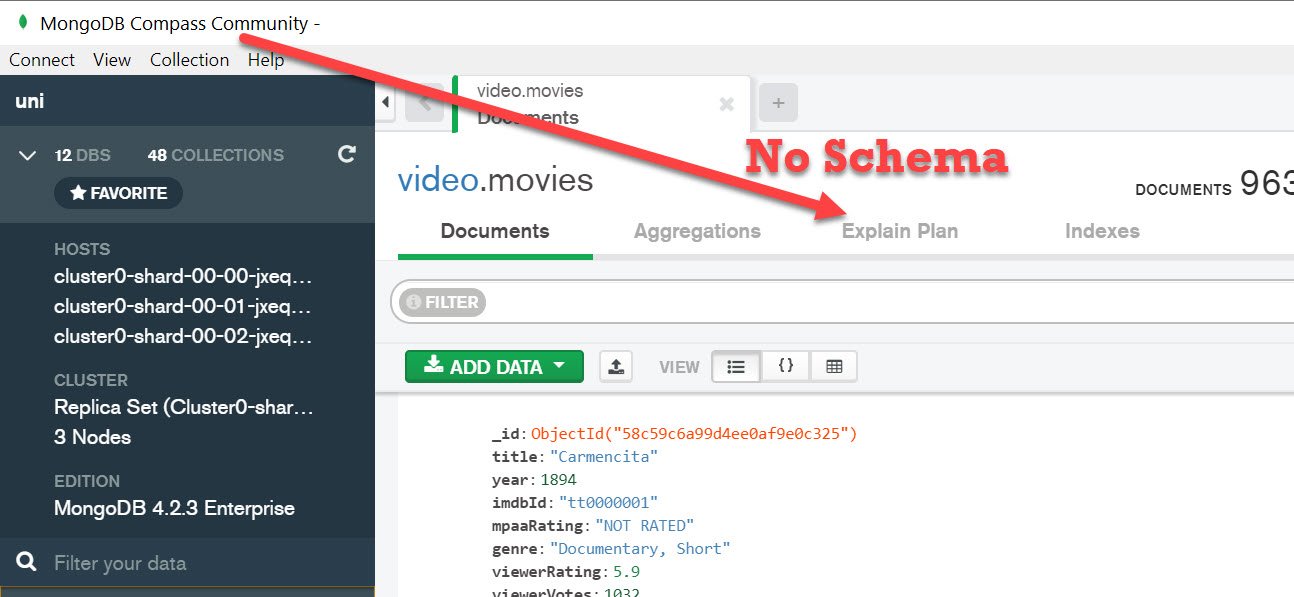 No Schema Dialog in MongoDB Compass.