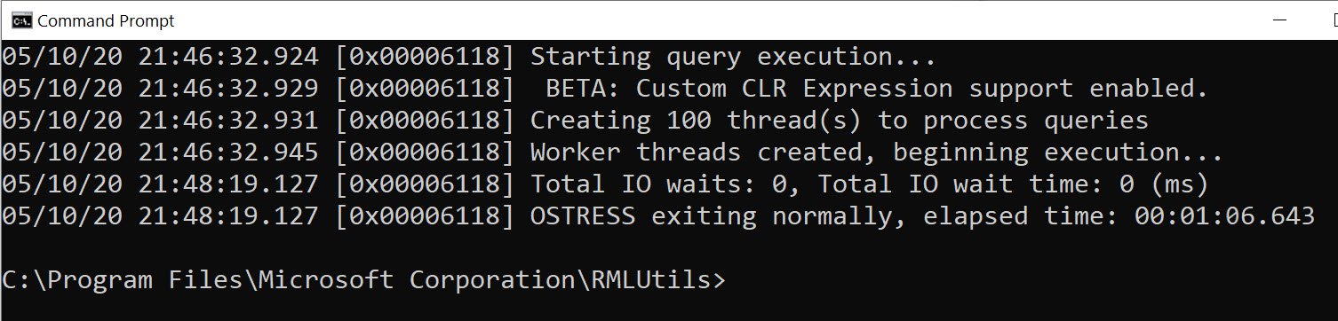 Starting query execution in command prompt.