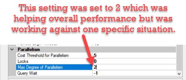 SQL Server parallelism settings.