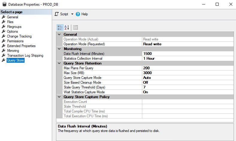 Disable Query Store