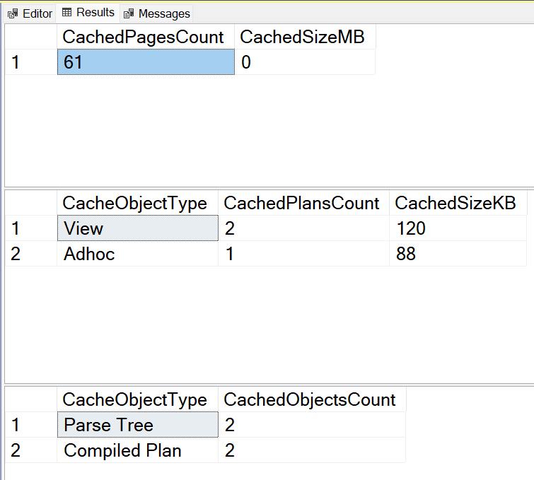 SQL Server Management Studio - cached pages count.