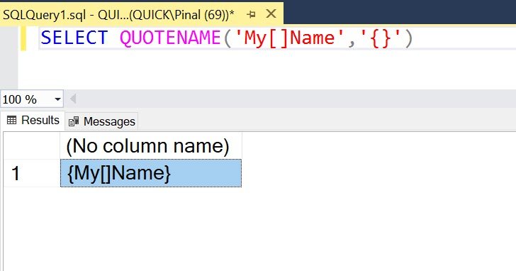 SQL query window showing error.