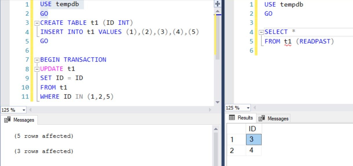 Readpast query execution.