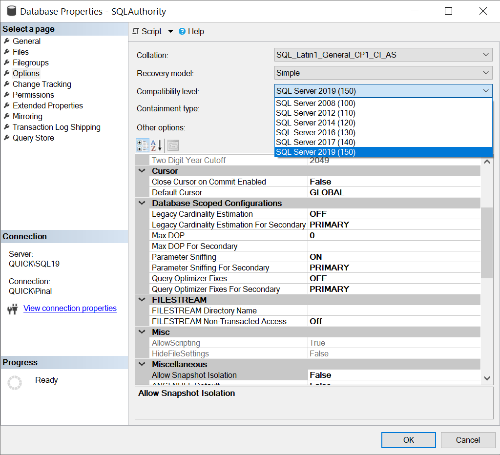 SQL Server 2019 compatible with multiple versions.