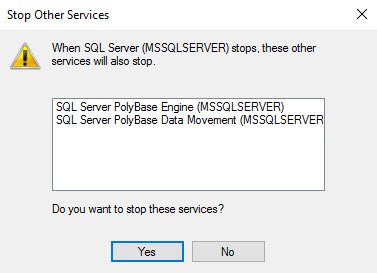 SQL Server PolyBase Engine Warning.