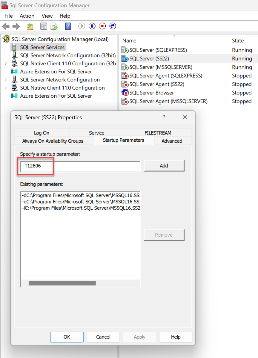 SQL Server Configuration Manager window.