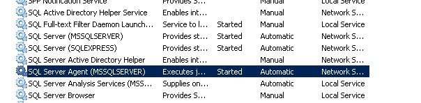 SQL Server error agent services.