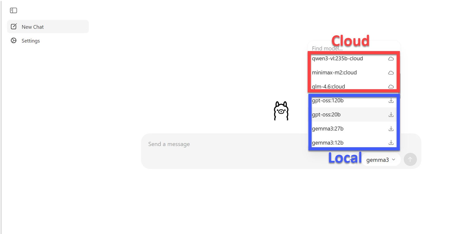 Model selection tool window.