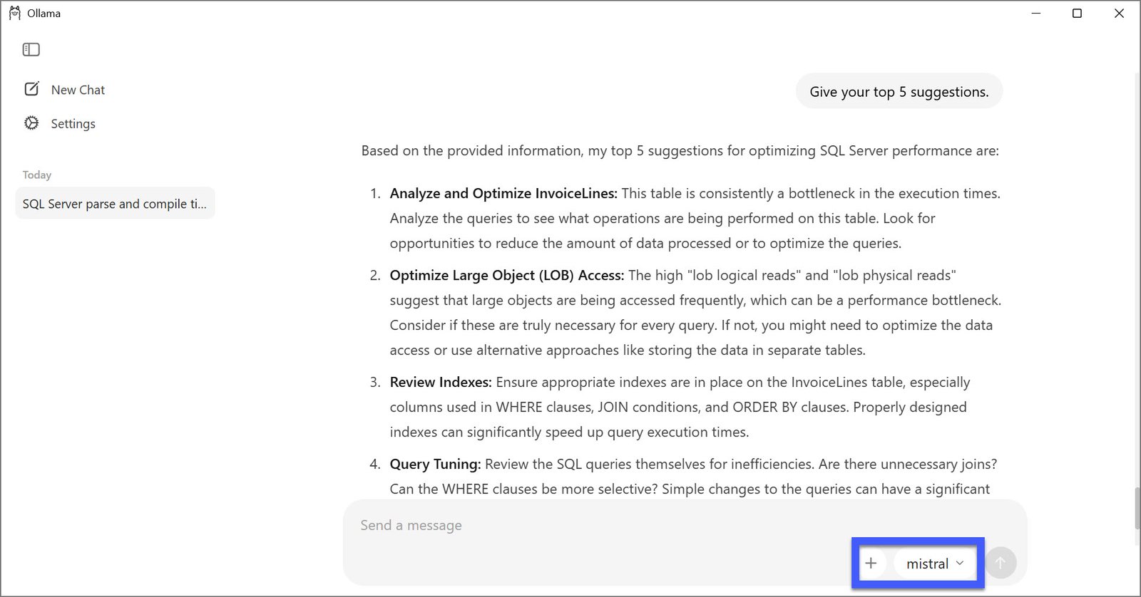 SQL Server suggestions dialog.