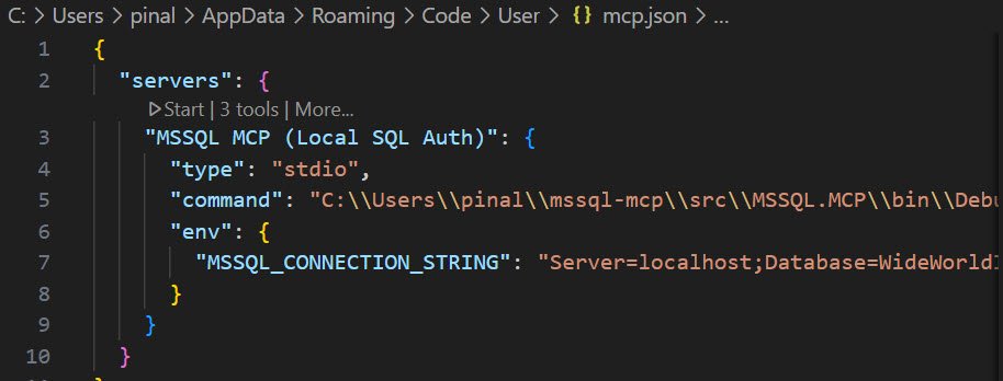 SQL server connection parameters.
